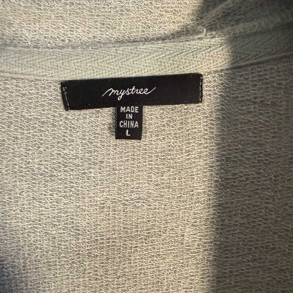 Mystree Light Gray Ruffle Cardigan - Picture 2 of 8
